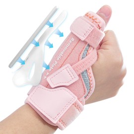 CURECARE Thumb Brace Right & Left, Universal Thumb Splint with 2 Splints for Ultra Strong Support, Thumb Orthosis for Thumb CCD Joint, Arthritis, Tendonitis (Pink, M/L)