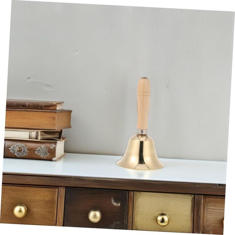 Gatuida 2pcs Solid Brass Hand Bell with Wooden Handle Loud