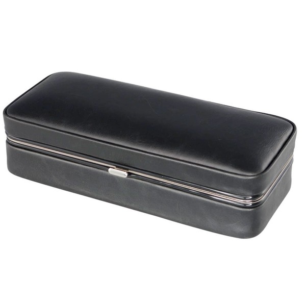 Visol Executive Black Leather Cigar Case with Cutter - Holds 3 Cigars