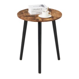 Apicizon Small Round Side Table, Nightstand End Table for Small Spaces, Bedroom, Living Room, Easy Assembly Modern Bedside Table, 16.5 x 20 Inches, Rustic Brown