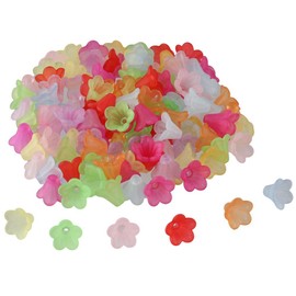 150 Pcs Colorful Frosted Acrylic Flower Beads Mini Flower Spacer Beads for DIY Necklace Jewelry Making