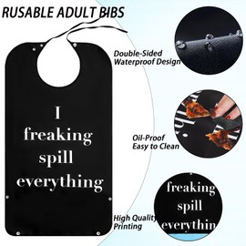 Vukasi Adult Bibs Funny Bib for Eating Large Reusable bibs for adults, Waterproof Clothing Protectors for Women Man Elderly…