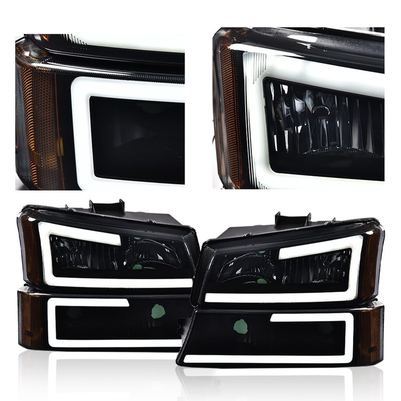 DOTCOM LED Headlights Assembly,Compatible with 2003-2006 Chevy Avalanche 1500 2500/Silverado