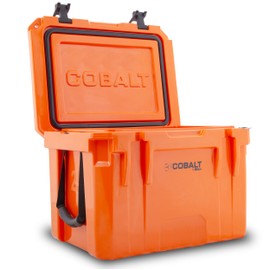 Cobalt 25 Quart Roto-Molded Super Ice Cooler | Large Ice Chest Holds Ice Up to 3 Days | (Hunter Orange)