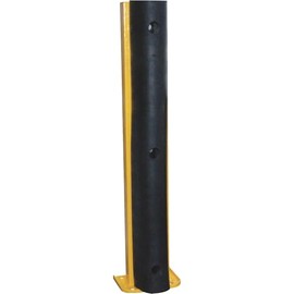 Vestil G6-36-B Structural Steel Rack Guard with Rubber Bumper, 4 Mounting Holes, 36-1/4" Height, Base Measures 8-1/16" x 6", Safety Yellow