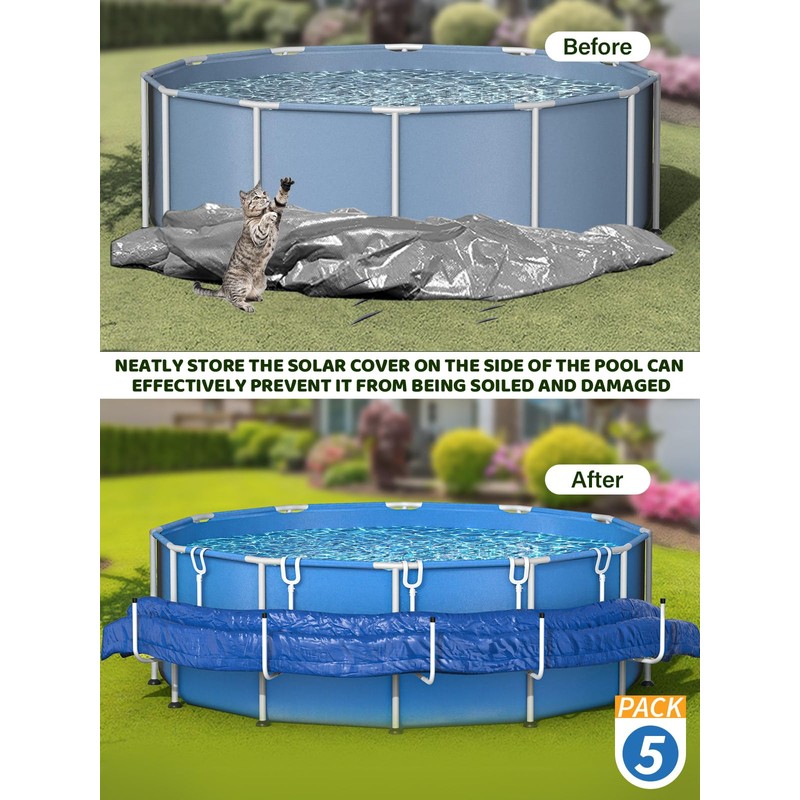 MONMEE 5 Pack Solar Pool Cover Holder, Adjustable Solar Cover