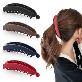 Pack of 4 Large Banana Hair Clip Ponytail Hair Clip Banana Hair Clip Vintage Banana Clip Hair Clip Large Thick Hair Banana Clip Thick Hair for Women and Girls (Colour Combination 3)