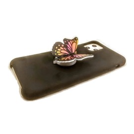 HAPPYGRIPS Cute Phone Grip: Colorful Monarch Butterfly Phone Stand Holder 360 Rotation Kickstand Grip Stand with Flying Wings for Smartphone Tablet Cell Phone Accessory - (Orange & Magenta)
