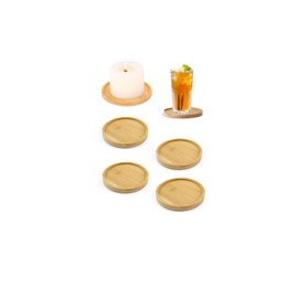 MaoNativey 4PCS Bamboo Mosaic Coasters, Blank Coasters for Crafts DIY Mosaic Supplies,Drinking Cup Coaster,Plant Coaster,Art Plate