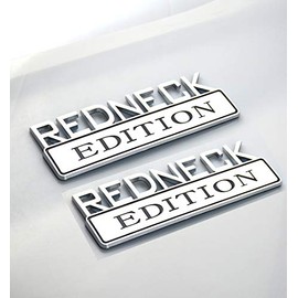 2pcs REDNECK EDITION CAR EMBLEM Chrome Badge 3D Sticker Decal Compatible with F-150 F250 F350 Silverado RAM 1500 (Chrome/Black)