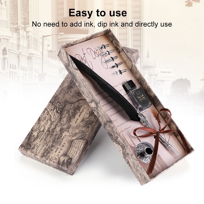 Classical Retro Fountain Pen Feather Dip Pen Writing Pen Gift