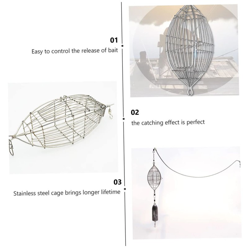 Totority Stainless Steel Olive Shape Fishing Bait Cage Durable Lure