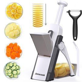 Safe Mandoline Slicer for Kitchen, Adjustable Thickness 0.1-8 mm, Professional Vegetable Slicer, Potato Slicer, Food Chopper French Fry Cutte, Mandolin, Chopping Artifact (just Slice, SkyGray)