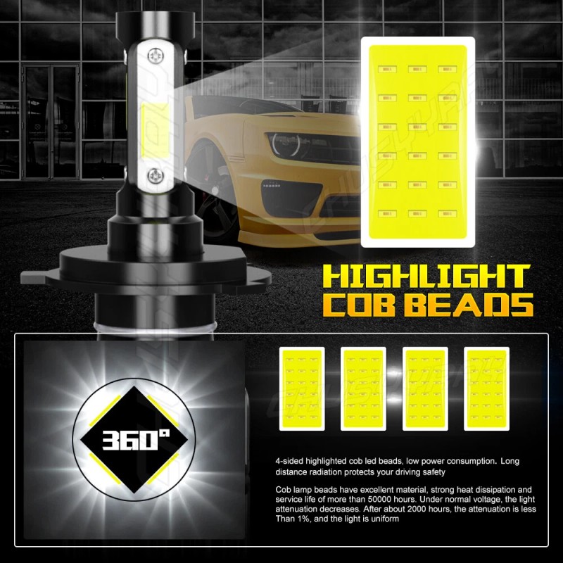 CHUSYYRAY H4 9003 LED Headlights High Low Beam Bulb 90W