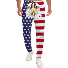 RAISEVERN Mens Sweatpants American Flag 4th of July Joggers with Pockets Cool Stars and Stripes Patriotic Casual Gym Pants with Drawstring XXL