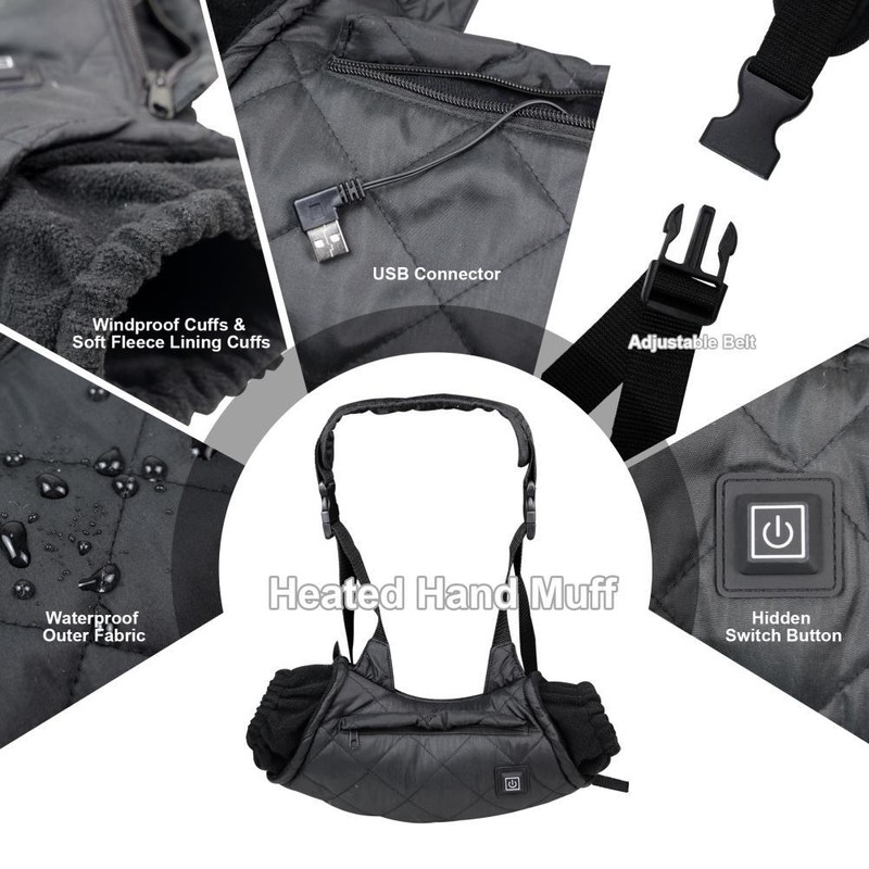 Winter Heated Hand Muff Electric Hand Warmer 3 Gear Temperature