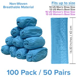 Innovative Haus Blue Indoor Disposable Shoe Covers - Disposable Non Slip Boot Covers - Indoor Reusable Booties - Treads - Water Resistant - 100 Pack, Extra Large