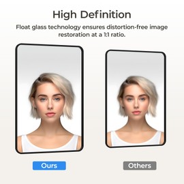 USHOWER Black Bathroom Mirror for Over Sink 24 x 36 Inch, Metal Frame Rectangle Vanity Mirror, Modern Farmhouse, Wall Mounted