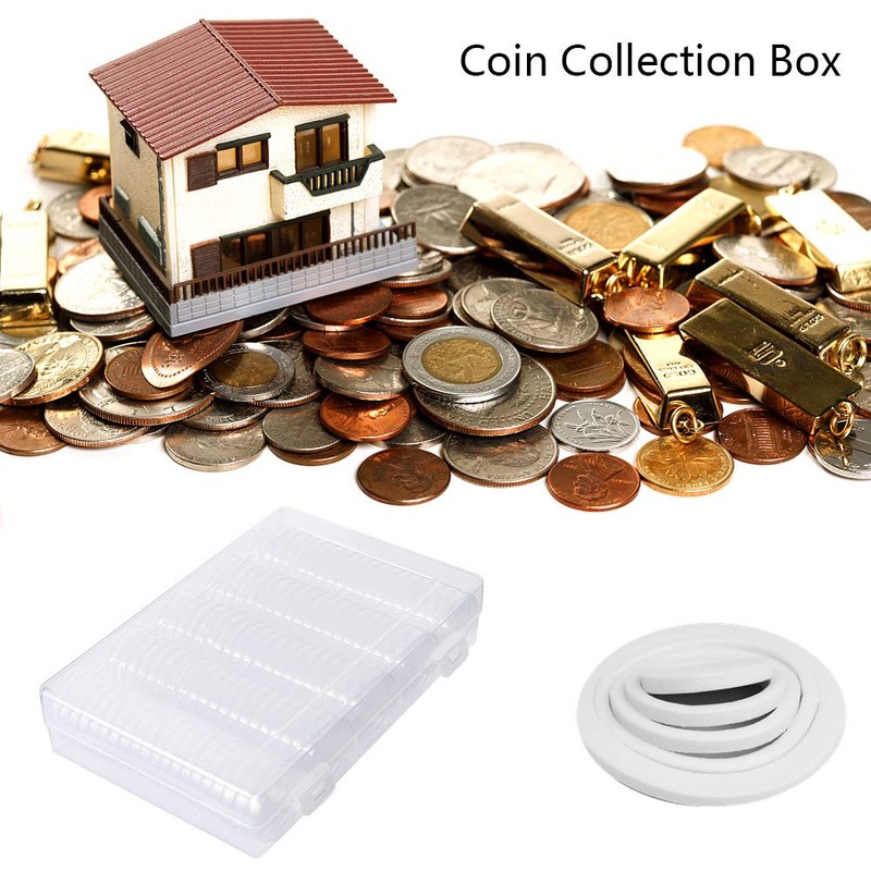 100Pcs 30mm Clear Coin Capsules Case Coins Holders Specie Organizer