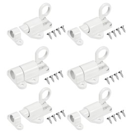 M METERXITY 6-Pack Self-Closing Latch Aluminum Alloy Automatic Window Sliding Latches with Screws Pull Ring Spring Load Door Lock for Door/Window/Toilet/Fence/Drawer [White]