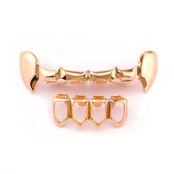 Psivika Gold Plated Shiny Hip Hop Teeth Grillz Caps Iced