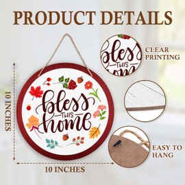 Door Signs For Home,Autumn Wooden Door Sign Decor, Bless This Beautiful Mess Fall Thanksgiving Christian Sign For Round Front Door, Farmhouse Thanksgiving Porch For Home Decor -18