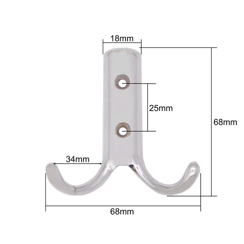 EAI Designer Twin Robe Hook - Chrome Plated - Pack