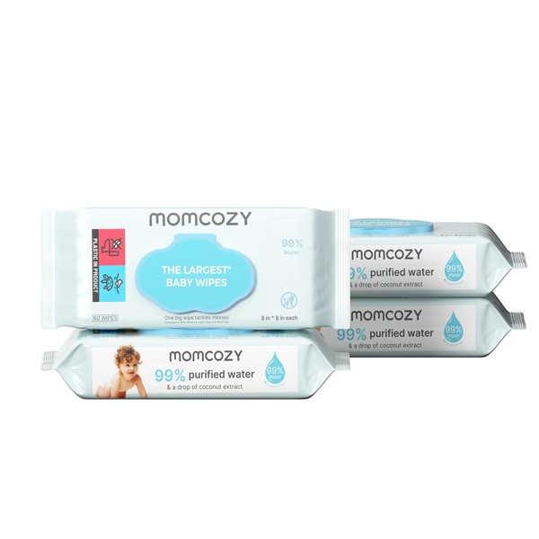 Momcozy Baby Wipes-Extra Large Size Design, 99% Water Based, Unscented