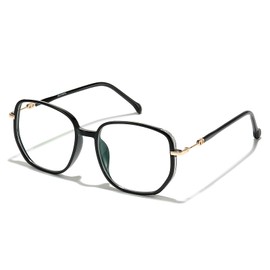 JOLLYNOVA Reading Glasses for Women, Oversized Rectangular Readers, Ultralight HD Metal Drilled Metal Fashion Frame (Black, 2.00, x)