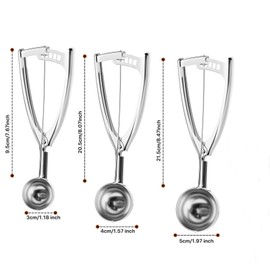 DMOPRDNB Ice Cream Scoop Stainless Steel with Trigger Thickened 304 Stainless Steel Cookie Scoop for Ice Cream Ball, Baking, Melon Ball