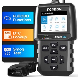 Topdon AL500 OBD2 Diagnosegerät, OBDII Diagnosewerkzeug mit Vollständigen OBD2 Funktionen, kostenlose Updates, DTC Suche, Drucken über PC, 7.1 cm Display, Integriertes Hilfemenü