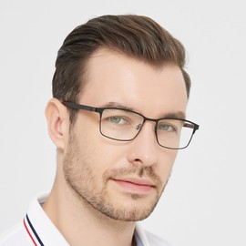 mrbobmslee 4 Pack Reading Glasses for Men, Blue Light Blocking Computer Readers, Anti UV Ray/Eye Strain/Glare, Metal Frame Eyeglasses with Pouches(275 Magnification Strength)