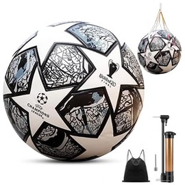 luliott Football Fans Memorabilia 2024 Soccer Ball Birthday Present Size 5 Soccer Office Soccerball Fans Thermally Bonded Match Ball with Seamless Stiching Soccer (Grey)