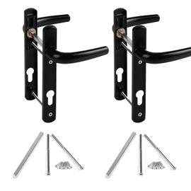 SWAWIS 2 Pairs of Door Handles 92 mm, Door Handle Set Black with Mounting Accessories, Aluminium Door Handle, Total Length 210 mm for Front Doors, Exterior Doors, Interior Doors, Patio Doors