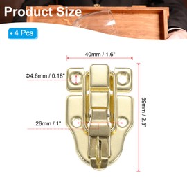 PATIKIL Small Metal Box Toggle Latch, 4 Pack Vintage Duckbilled Hasp Latch Catch with Padlock Hole & Screw for Wood Jewelry Cabinet Toolbox Ordinary Box, Gold