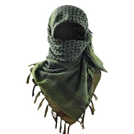 Palestine Shemagh White/Black 100% Cotton Keffiyeh Scard Wrap Men and Women - Color: Green
