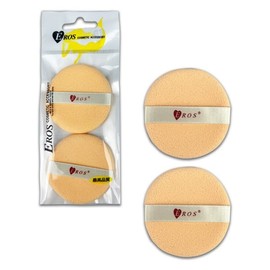 Eros Keron Round 2-Pack Powder Puff - TJ Powder Puff Cushion Makeup Cosmetic Sponge Round Puff 6ea