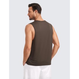CRZ YOGA Mens Lightweight Muscle Workout Tank Tops Quick Dry Large Armhole Sleeveless Running Athletic Shirts Top Dark Mocha Large