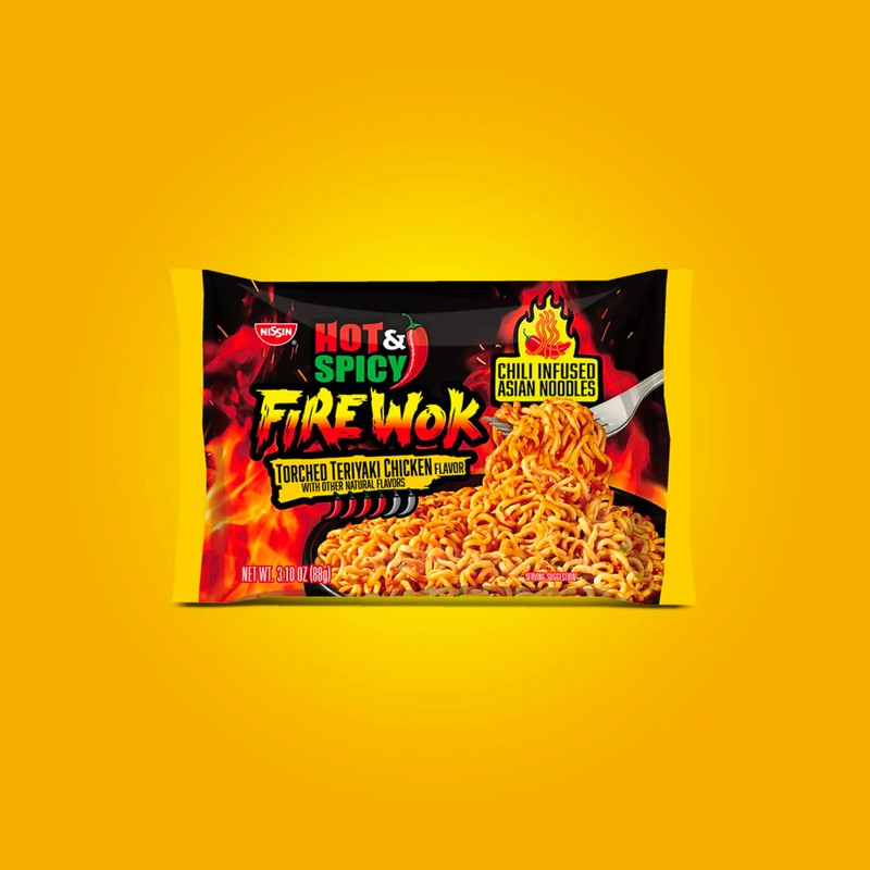 Nissin Fire Wok, Torched Teriyaki Chicken, Hot & Spicy Chile