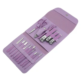 VOCOSTE Manicure Set Professional Nail Clippers Pedicure Kit for Hand and Foot Nails Stainless Steel Nail Kit with PU Leather Case 16pcs Purple