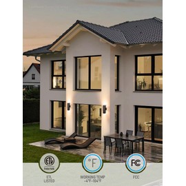 LEONLITE Modern Outdoor Cylinder Wall Lights 18", Porch Light in 2 Lights, Up Down Lights, Matte Black Waterproof Wall Sconce, Aluminum, E26 Base, Exterior Light Fixture Wall Mount, ETL, Pack of 2