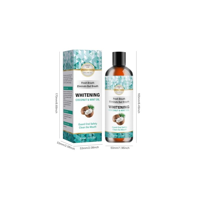 Enjuague bucal con aceite de coco y sabor a menta,