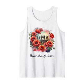 Veterans Day 2024 USA Memorial Day Red Poppy Flower Military Tank Top