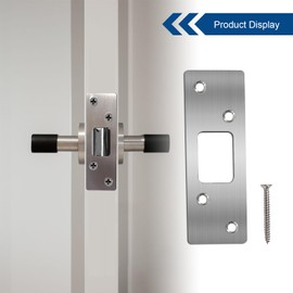 2 Pack Deadbolt Strike Plate Door Backplate, High Security, 1-1/4 in Deadbolt Strike Plate, Door Strike Plate with Screws (Satin Nickel)