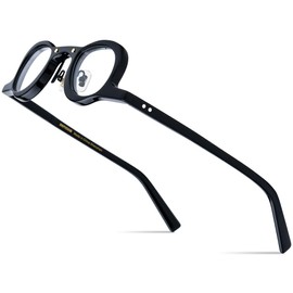 HEPIDEM Acetate Glasses Frame Men,Round Optical Eyeglasses Women Vintage Retro Eyewear 9153 (N9175 Black)