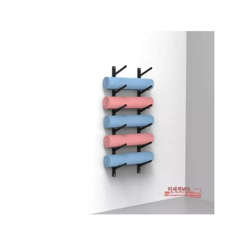 Brandless 벽걸이 폼롤러 거치대 학원 요가 매트 헬스장 [블랙 3단