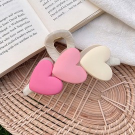 Valentine Heart Hair Clips Matte Pink Large Haert Hair Claw Clips Hair Styling Accessories French Hair Barrette for Women Girls Non-Slips Hairpin Heart Hair Claw Hair Clamps for Thick Hair 1Pcs