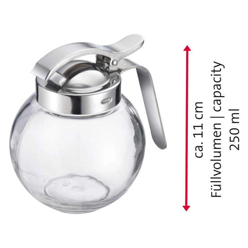 Westmark Sahnegießer/Honigspender, Fassungsvermögen: 250 ml, Glas/Rostfreier Edelstahl, Roma, Transparent/Silber, 65402260