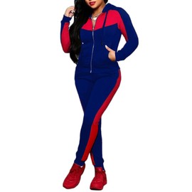 Bealin Women's Jogging Sets 80s 90s Two Piece Outfits Sweatsuit Long Sleeve Zip Tops and Sweatpants Workout Tracksuit Sets Royal Blue XL