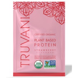 Truvani Vegan Pea Protein Powder | Strawberry | 20g Organic Plant Based Protein | 1 Serving | Keto | Gluten & Dairy Free | Low Carb | No Added Sugar